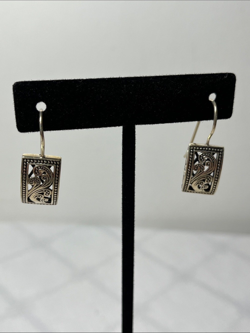 SILPADA 925 Sterling Silver Ornate Rectangular Dangle Earrings 
Like new